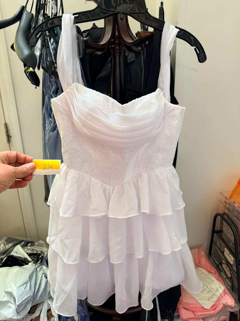 White Ruffle Chiffon Mini Dress - Women